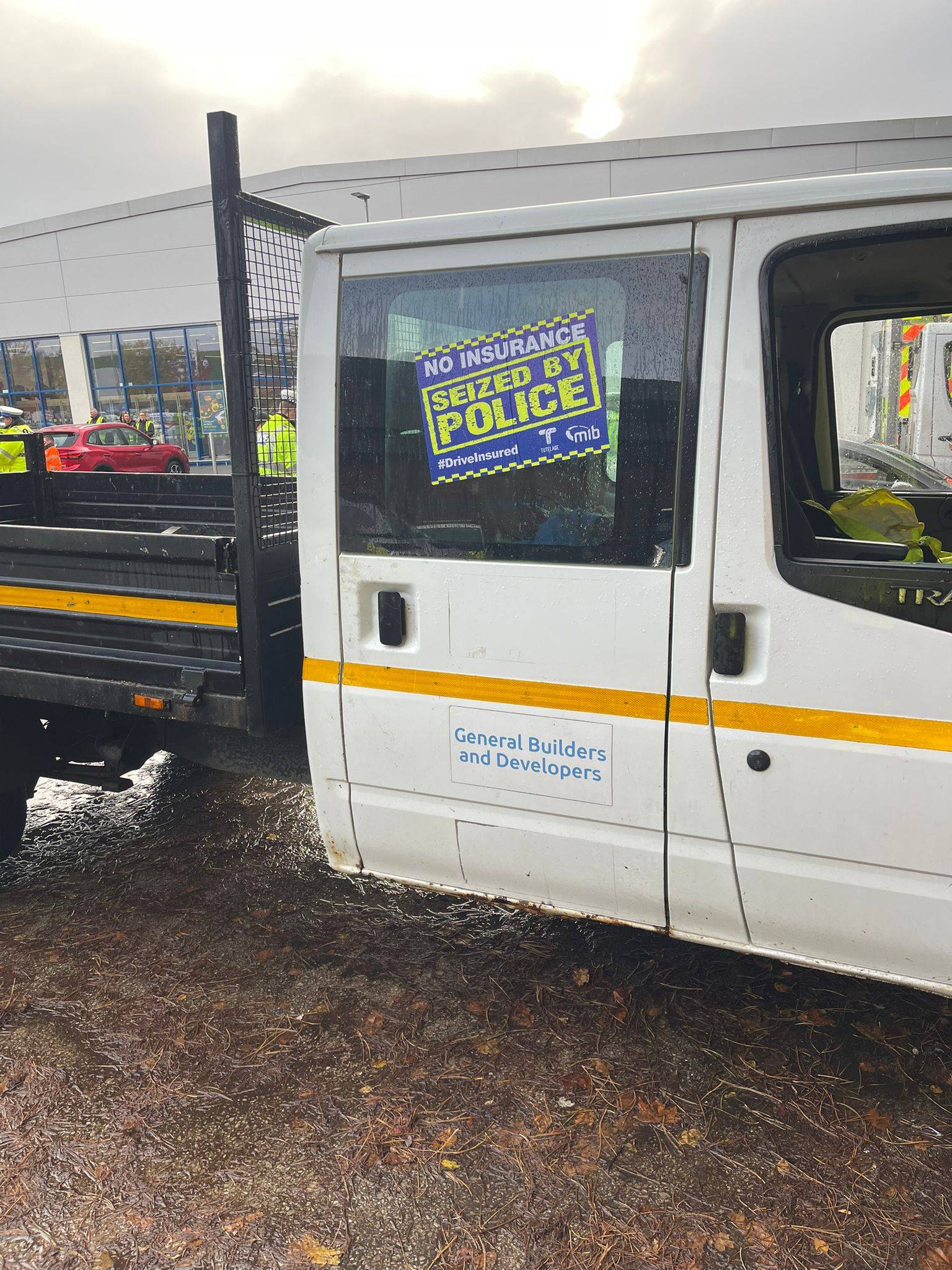 Vehicle displaying a police seizure notice during Operation ACT