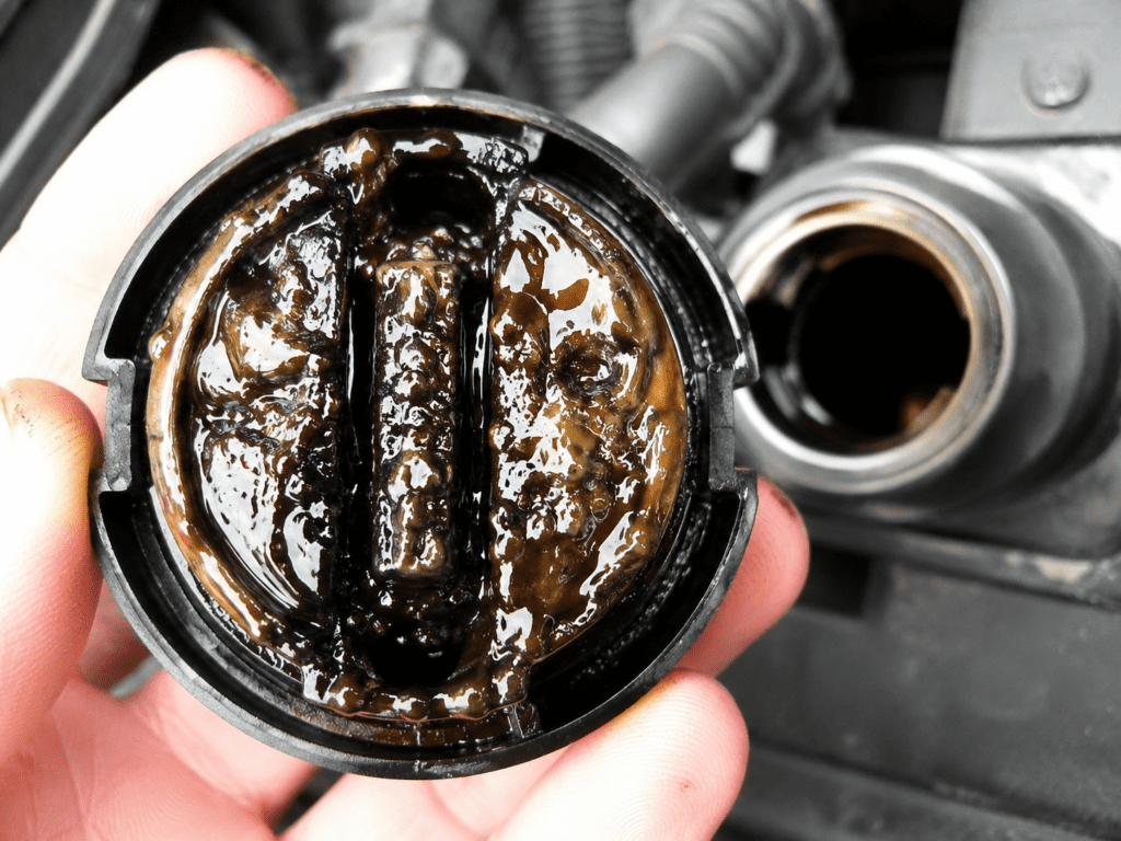 Sludge in oil cap