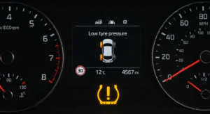Tyre pressure warning light on dashboard
